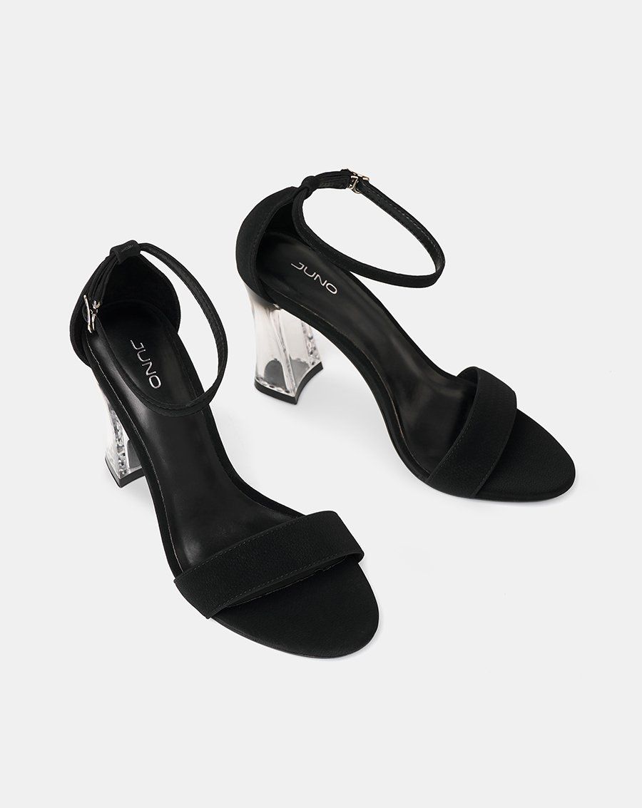 Giày Sandal Gót Trụ Quai Cổ Chân Phối Quai Ngang