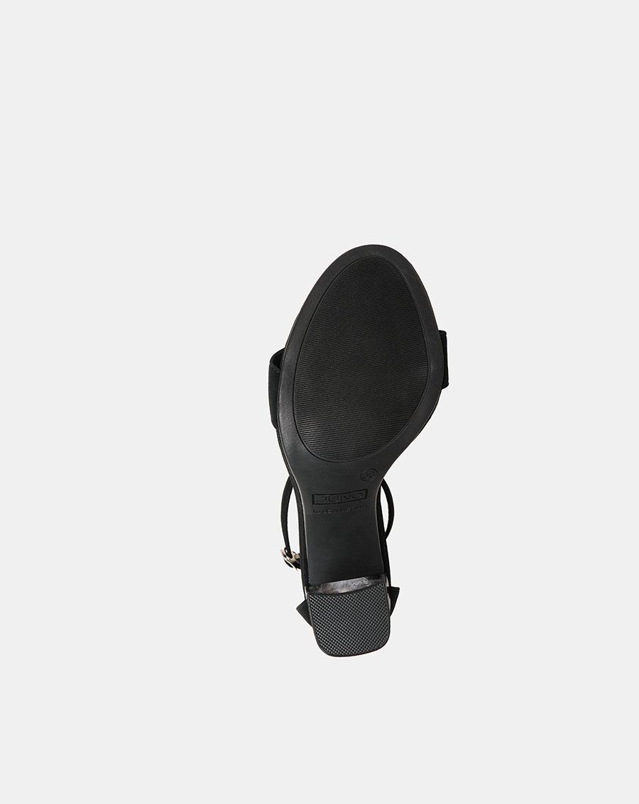 Giày Sandal Gót Trụ Quai Cổ Chân Phối Quai Ngang