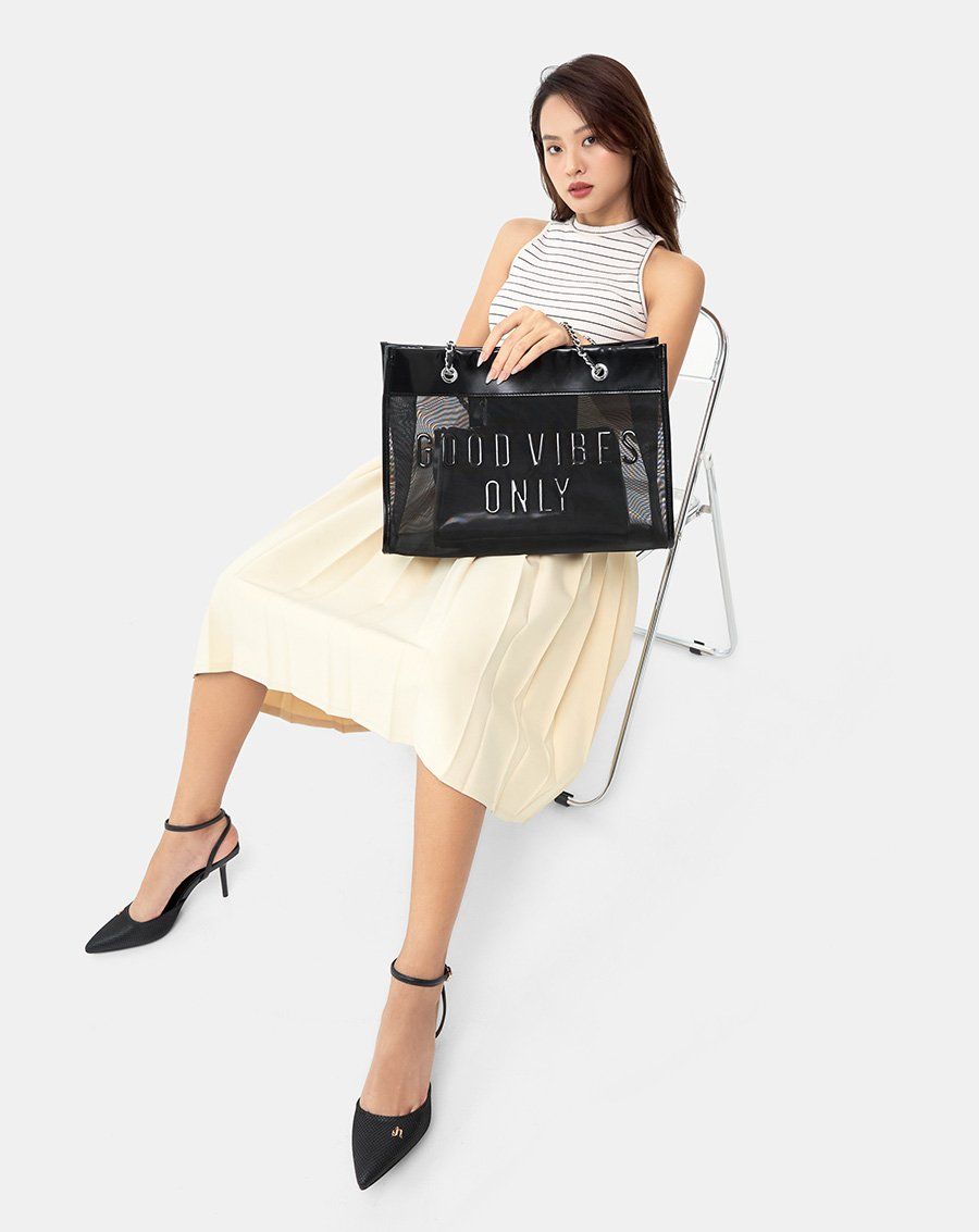 Túi Xách Lớn Tote Lưới Good Vibes Only