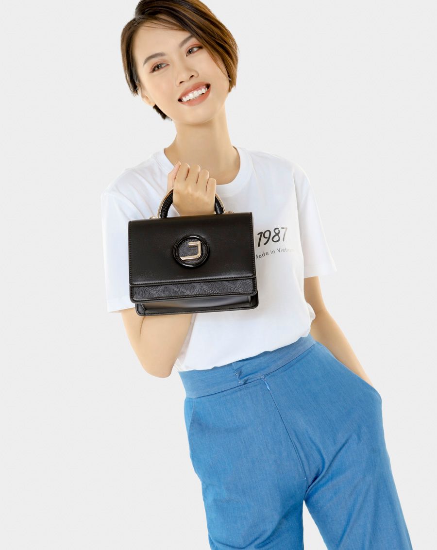 Túi xách nhỏ vuông góc họa tiết monogram