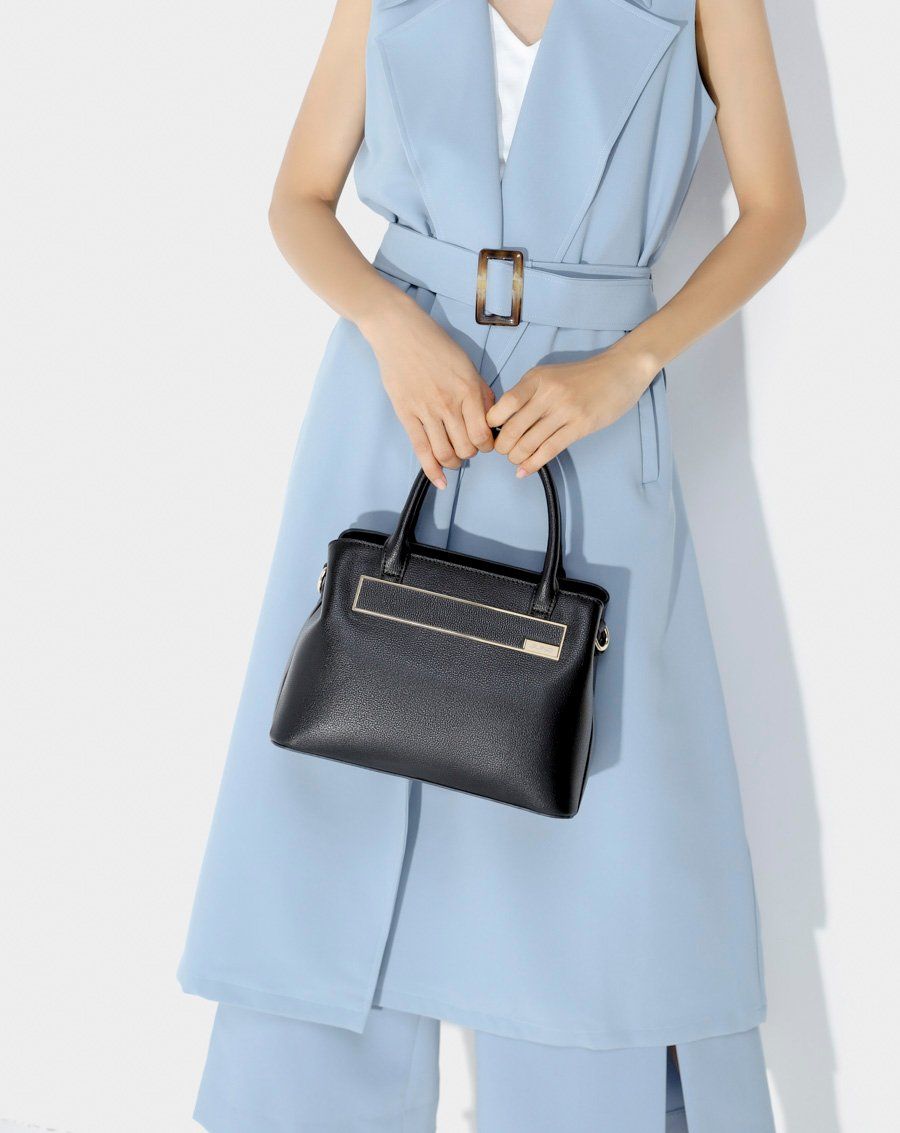 Túi xách trung satchel khóa trang trí to bản