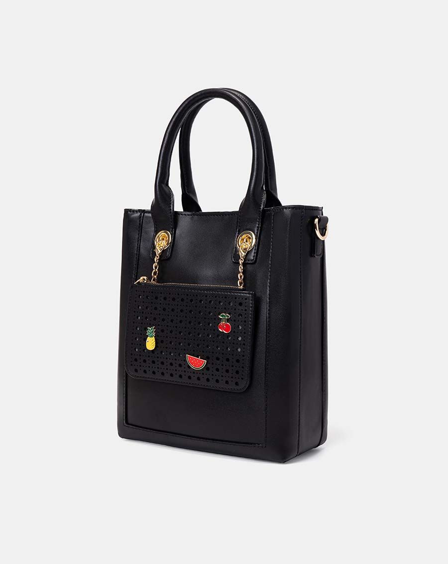 Túi xách trung cắt lazer charm trang trí