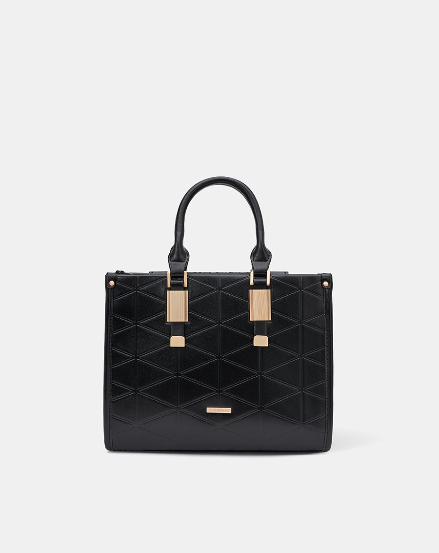 Túi Xách Trung Tote Dập Hoạ Tiết Trang Trí