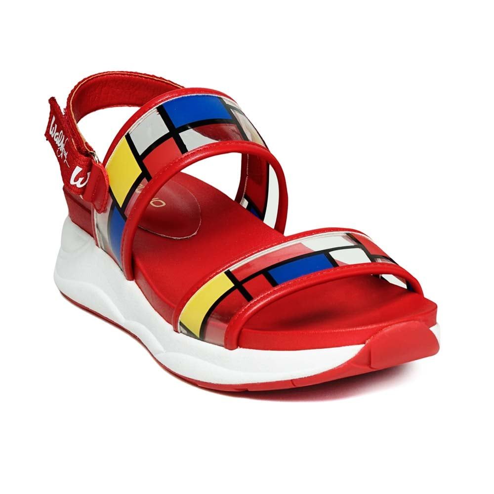 Giày sandal đế thể thao hoạ tiết Mondrian