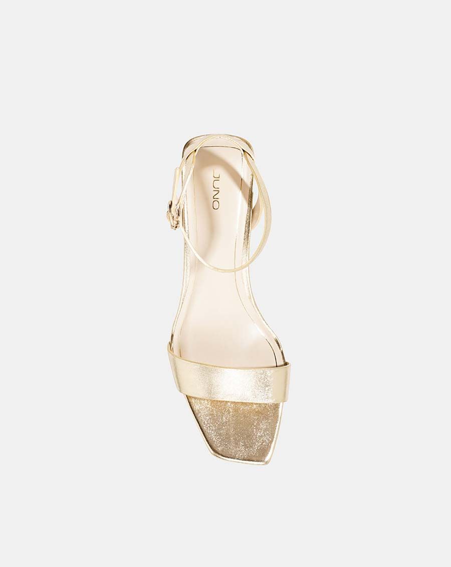 Giày sandal mũi vuông gót vuông ánh kim loại