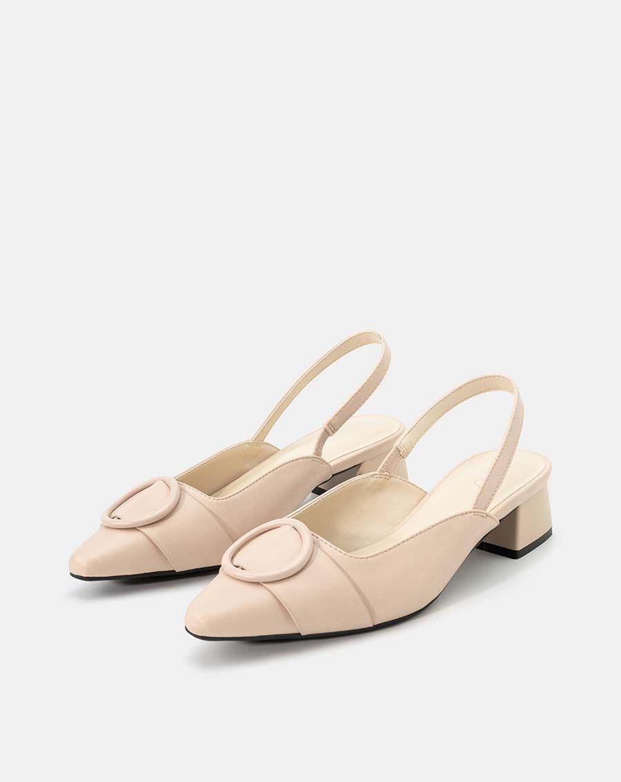 Giày cao gót slingback gắn khóa trang trí