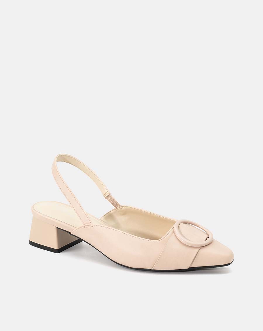 Giày cao gót slingback gắn khóa trang trí