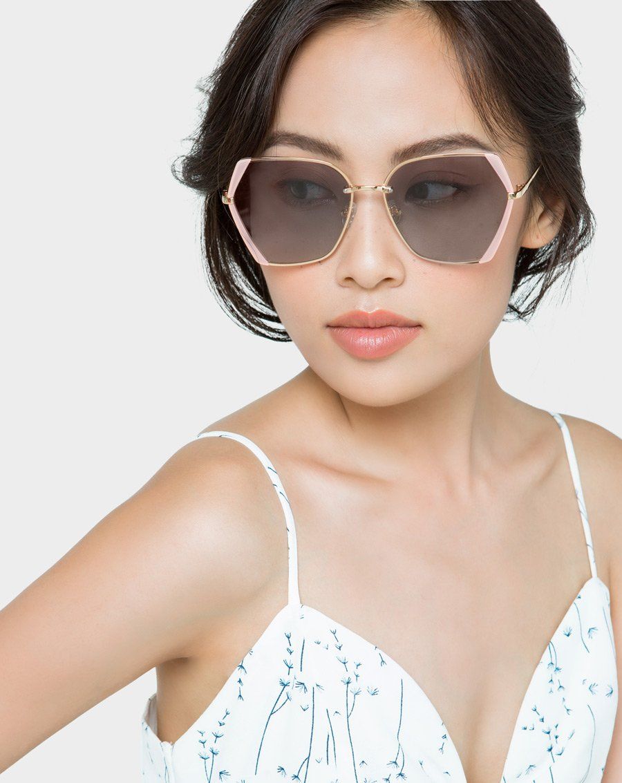 Mắt kính vuông kim loại phối cạnh nhựa