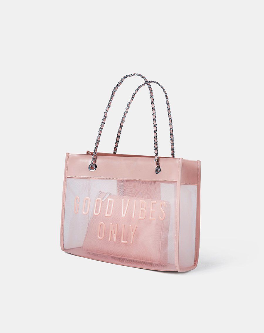 Túi Xách Lớn Tote Lưới Good Vibes Only