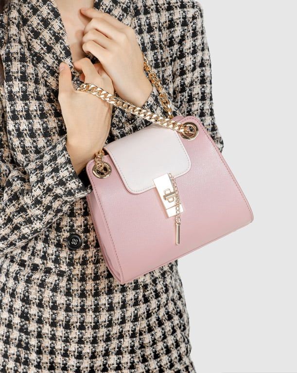 Túi xách nhỏ satchel cách điệu khóa gài