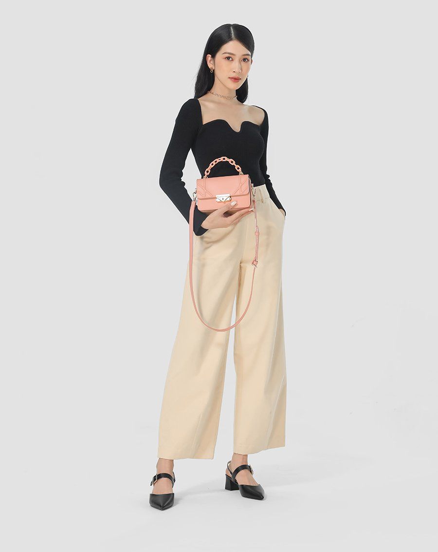 Túi xách nhỏ cut-out khoá trang trí