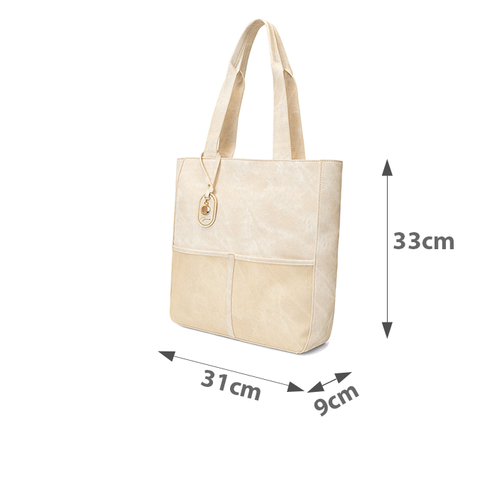 Túi Xách Lớn Tote Phối Túi Lưới Treo Charm Trang Trí