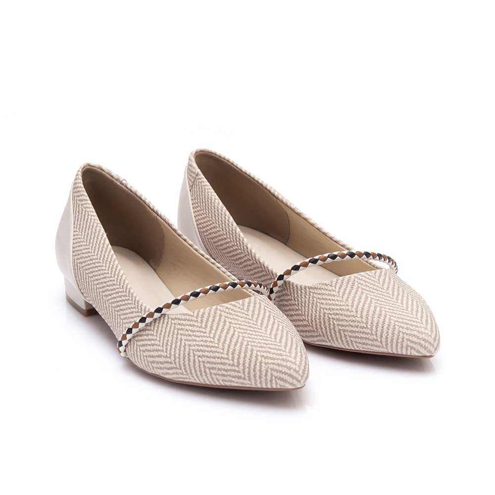 Giày búp bê mũi nhọn dây ngang trang trí BB03024