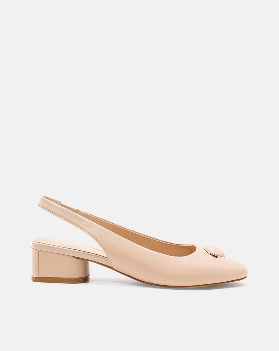 Giày cao gót slingback khoá trang trí
