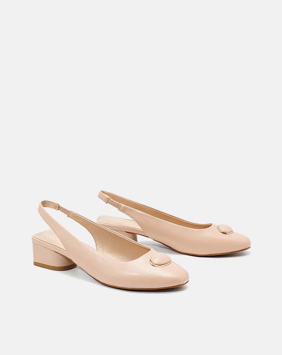 Giày cao gót slingback khoá trang trí