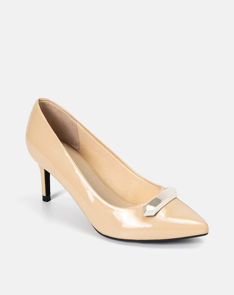 Giày cao gót pump đính khóa trang trí