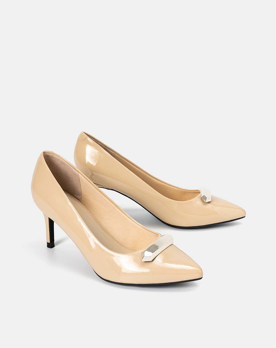 Giày cao gót pump đính khóa trang trí