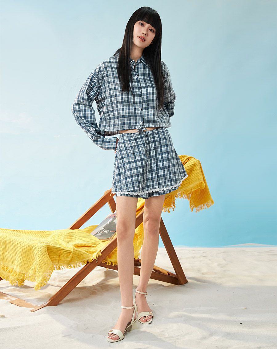 Giày Sandal Gót Vuông Phối Khóa Trang Trí