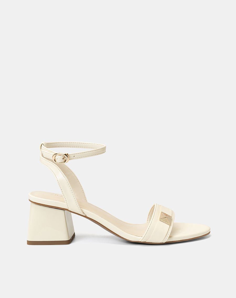 Giày Sandal Gót Vuông Phối Khóa Trang Trí