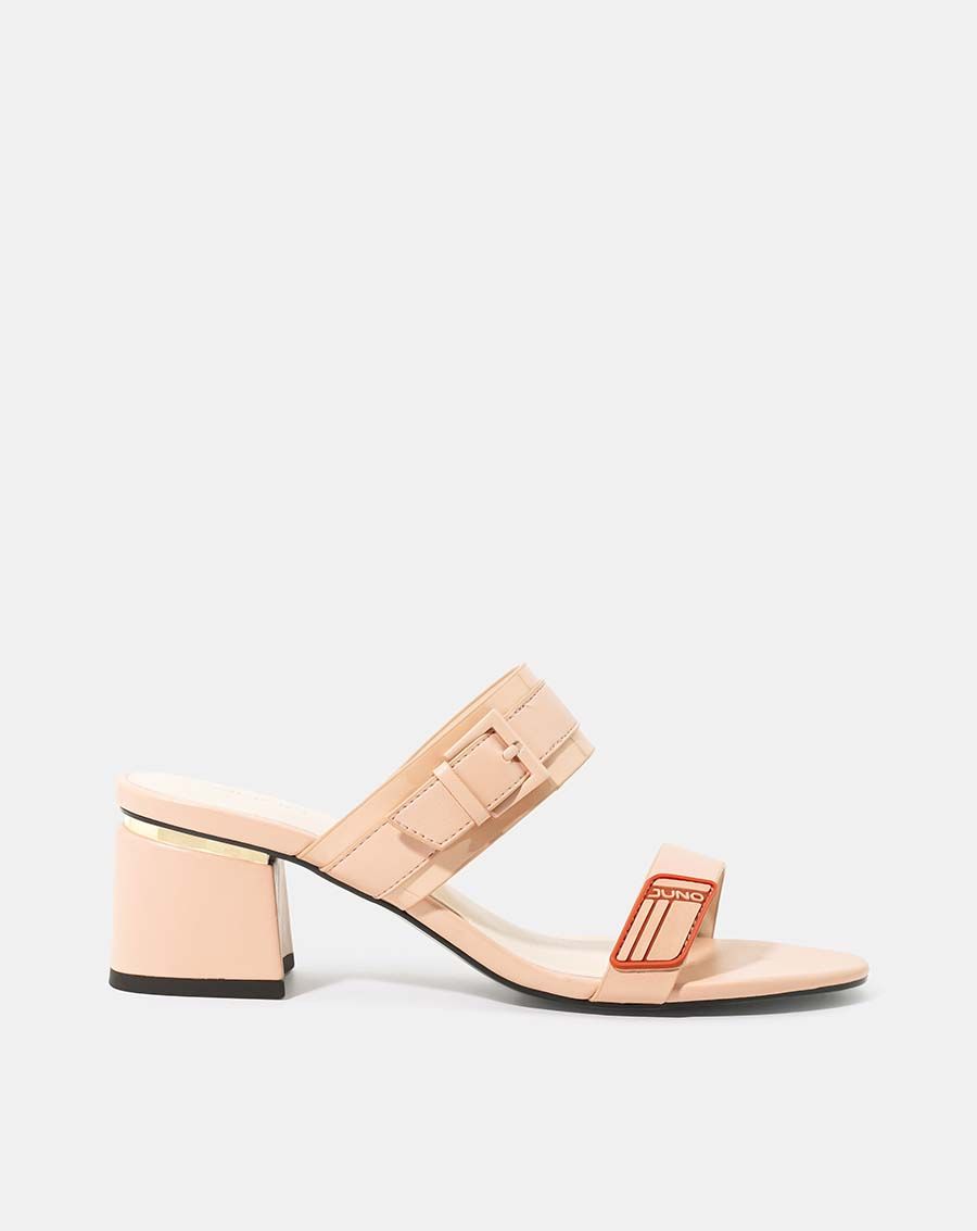 Giày sandal gót vuông viền kim loại