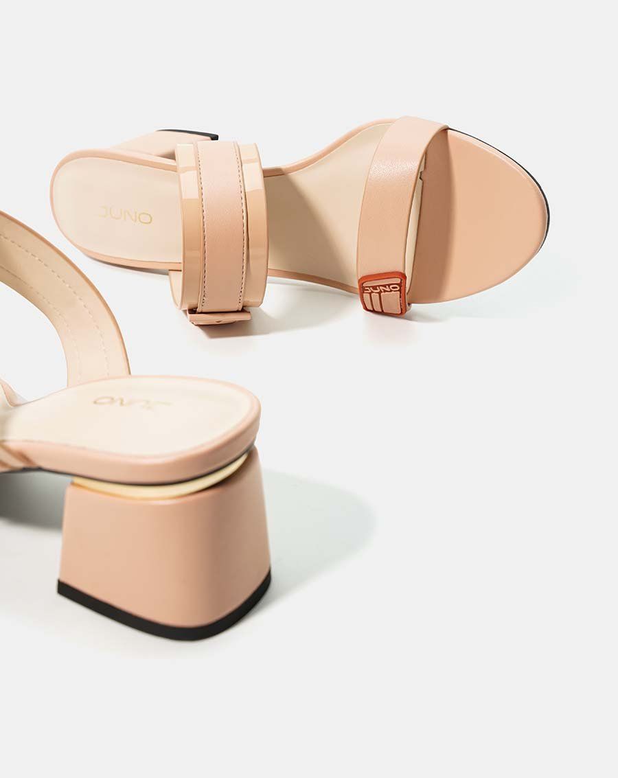 Giày sandal gót vuông viền kim loại