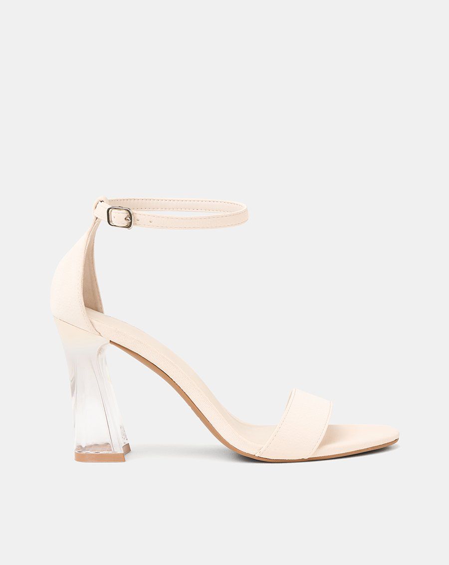 Giày Sandal Gót Trụ Quai Cổ Chân Phối Quai Ngang