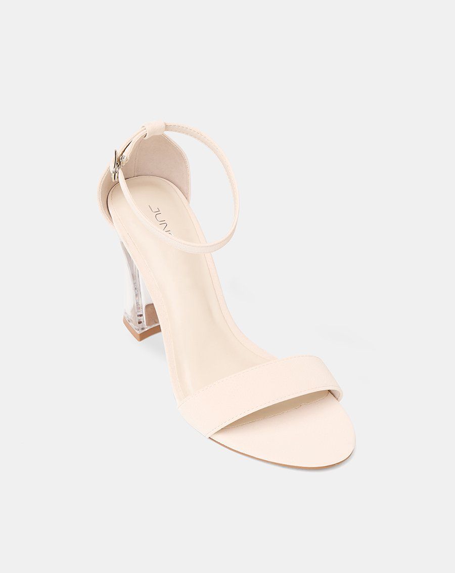Giày Sandal Gót Trụ Quai Cổ Chân Phối Quai Ngang
