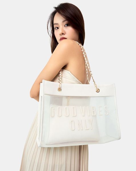 Túi Xách Lớn Tote Lưới Good Vibes Only