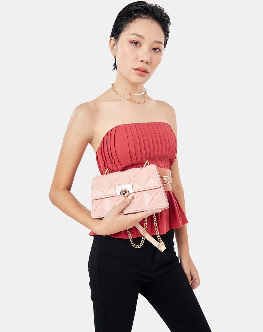 Túi Xách Nhỏ Đeo Vai Dập Nổi Hoạ Tiết