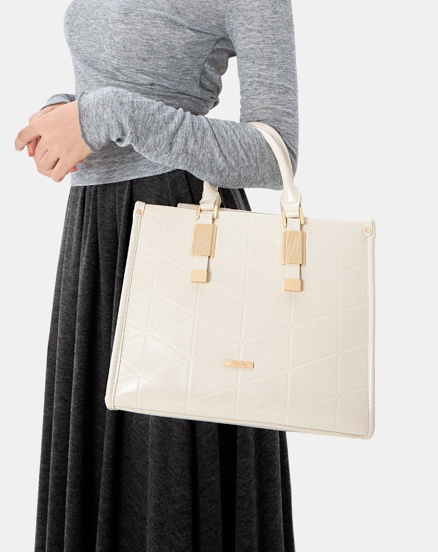 Túi Xách Trung Tote Dập Hoạ Tiết Trang Trí