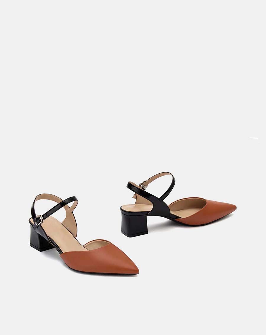 Giày cao gót 5cm mũi nhọn phối màu CG05075