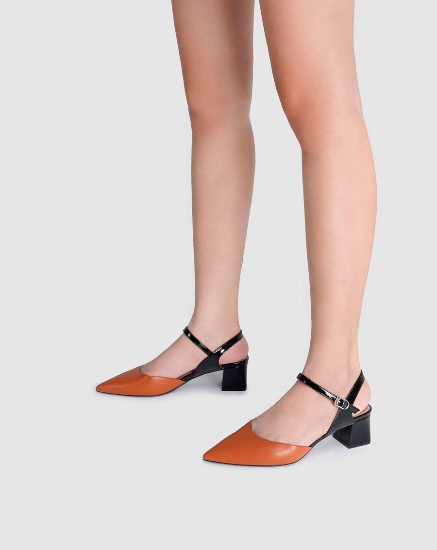 Giày cao gót 5cm mũi nhọn phối màu CG05075