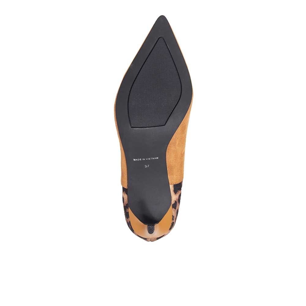 Giày cao gót 9cm mũi nhọn phối hoạ tiết da beo CG09107