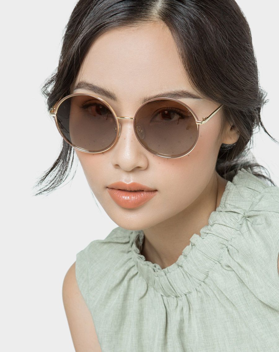 Mắt kính tròn kim loại phối viền