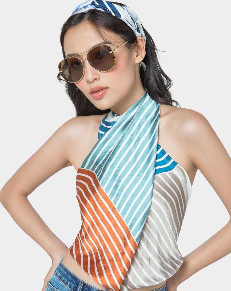 Mắt kính tròn kim loại phối cạnh nhựa