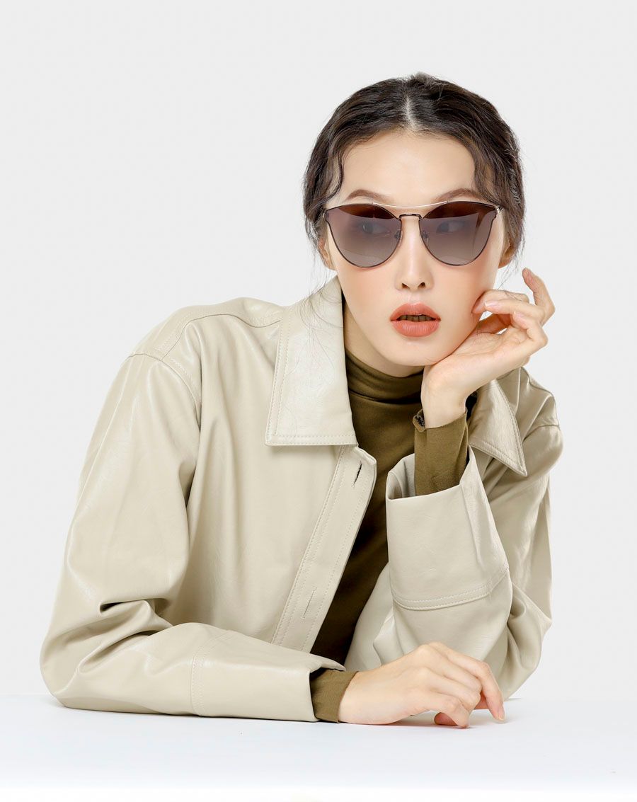 Mắt kính mắt mèo kim loại hai cầu