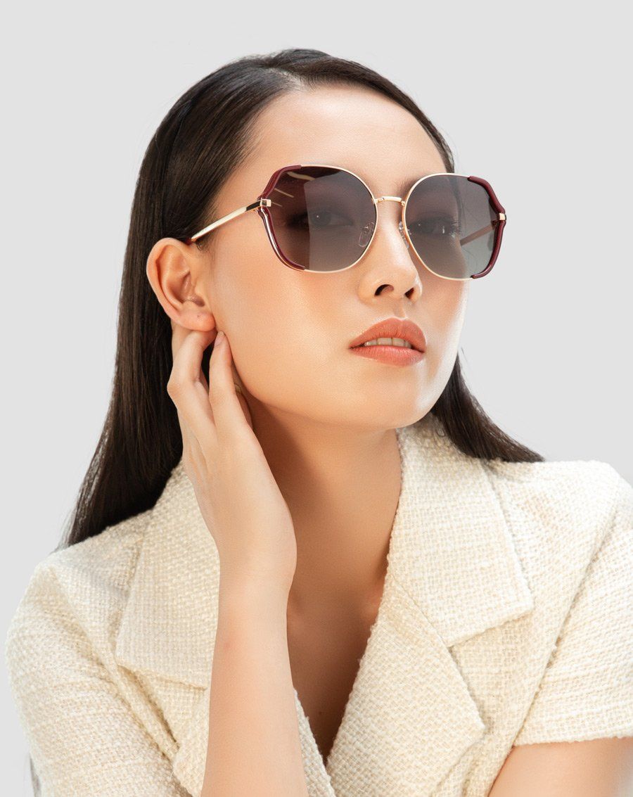 Mắt kính oversize kim loại phối nhựa