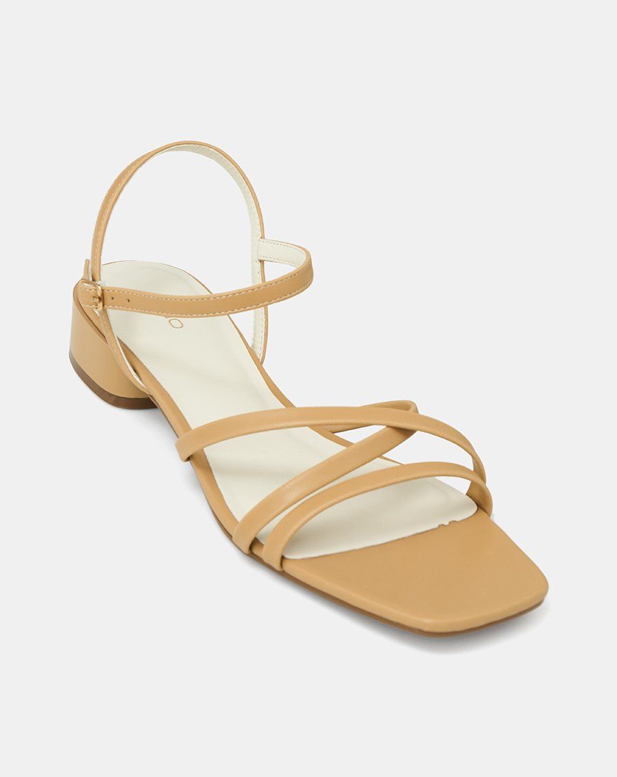 Giày Sandal Gót Thấp Quai Chéo