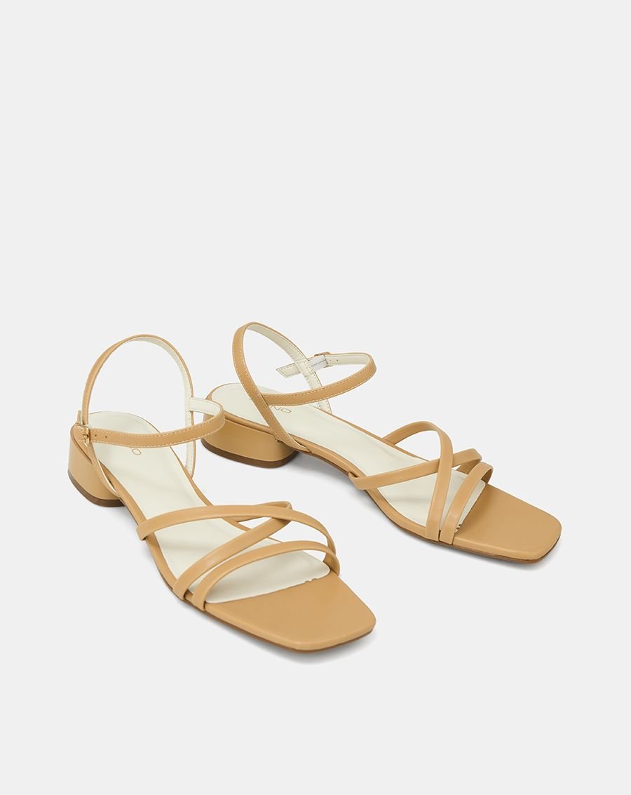 Giày Sandal Gót Thấp Quai Chéo