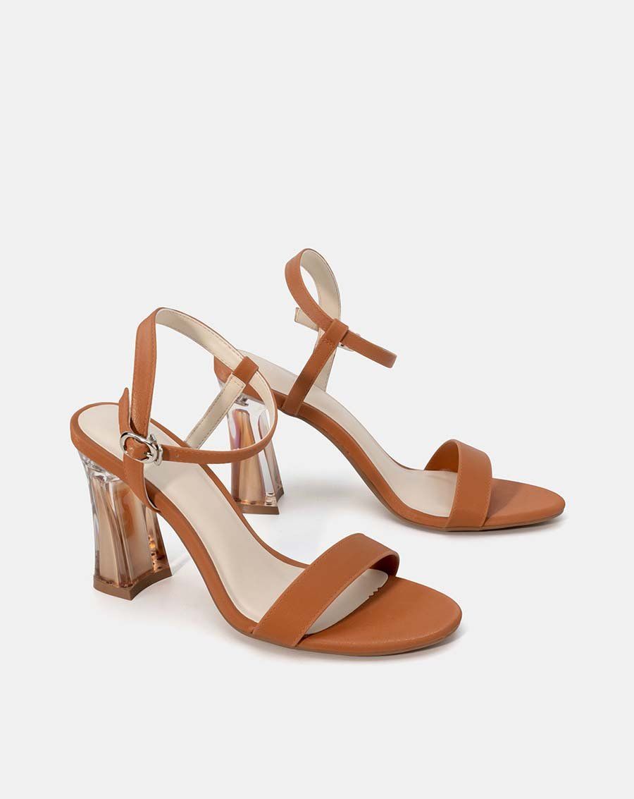 Giày sandal gót trong sơn ombre
