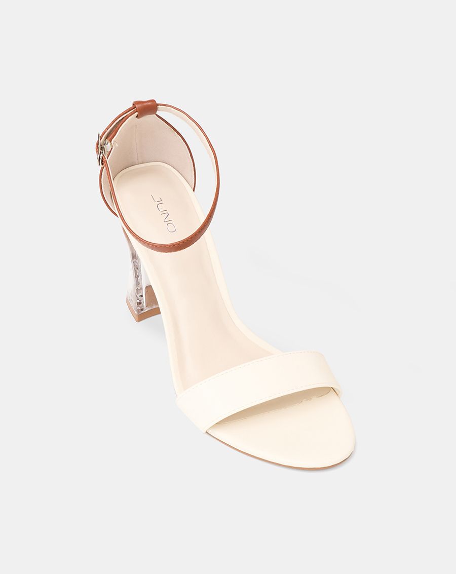 Giày Sandal Gót Trụ Quai Cổ Chân Phối Quai Ngang