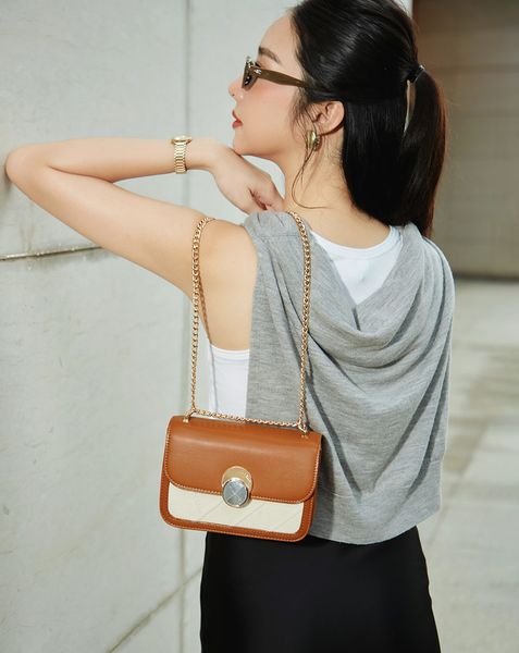 Túi Xách Nhỏ Khoá Tròn Phối 2 Màu