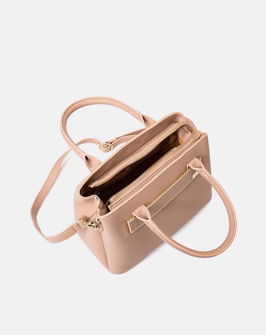 Túi xách trung satchel khóa trang trí to bản