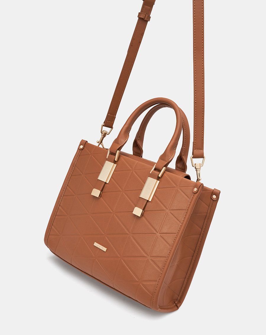 Túi Xách Trung Tote Dập Hoạ Tiết Trang Trí