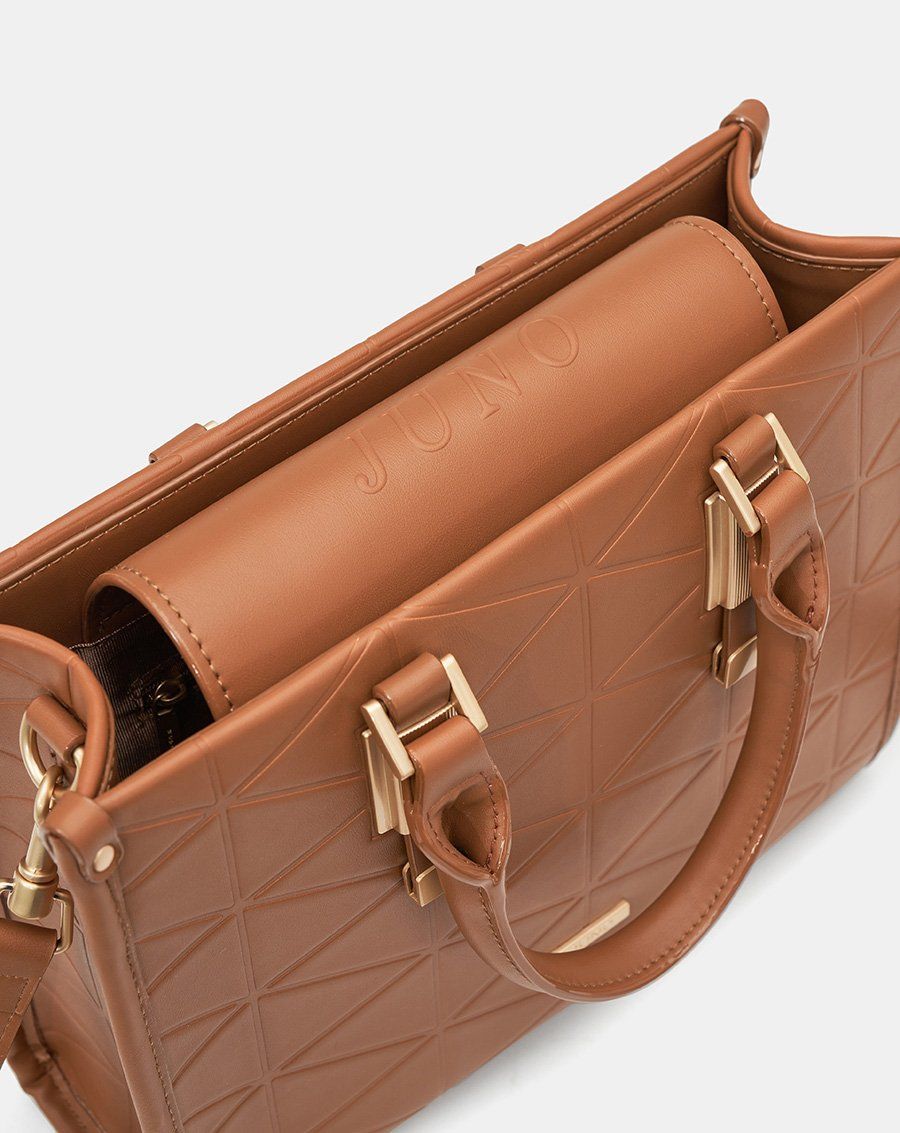 Túi Xách Trung Tote Dập Hoạ Tiết Trang Trí