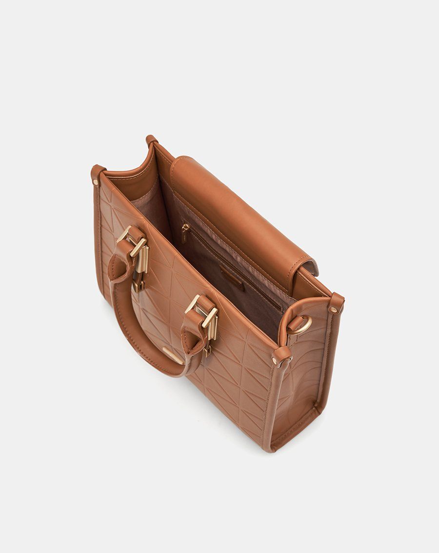 Túi Xách Trung Tote Dập Hoạ Tiết Trang Trí