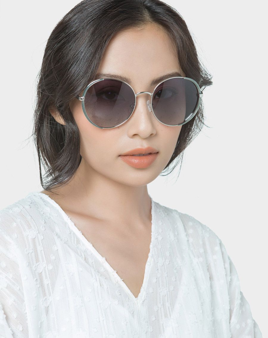 Mắt kính tròn kim loại trang trí viền