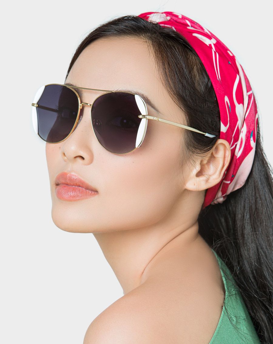Mắt kính tròn kim loại phối cạnh nhựa