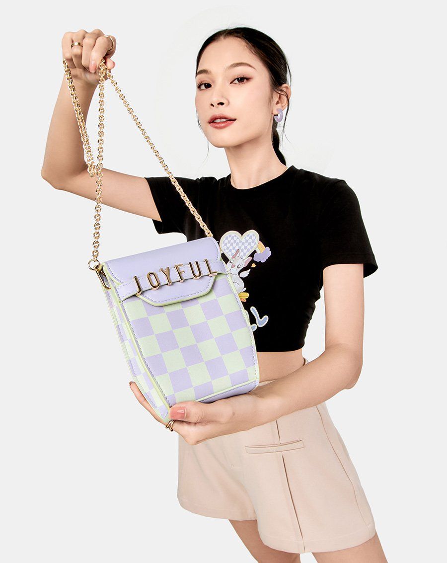 Túi Xách Nhỏ Joyful Kết Hợp Họa Tiết Checkerboard - Outlet