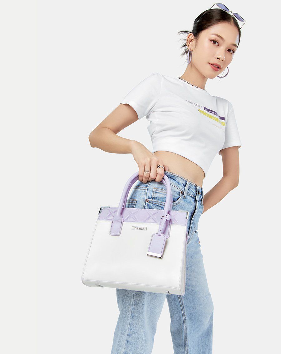 Túi Xách Trung Tote Trung Dập Nổi Hoạ Tiết